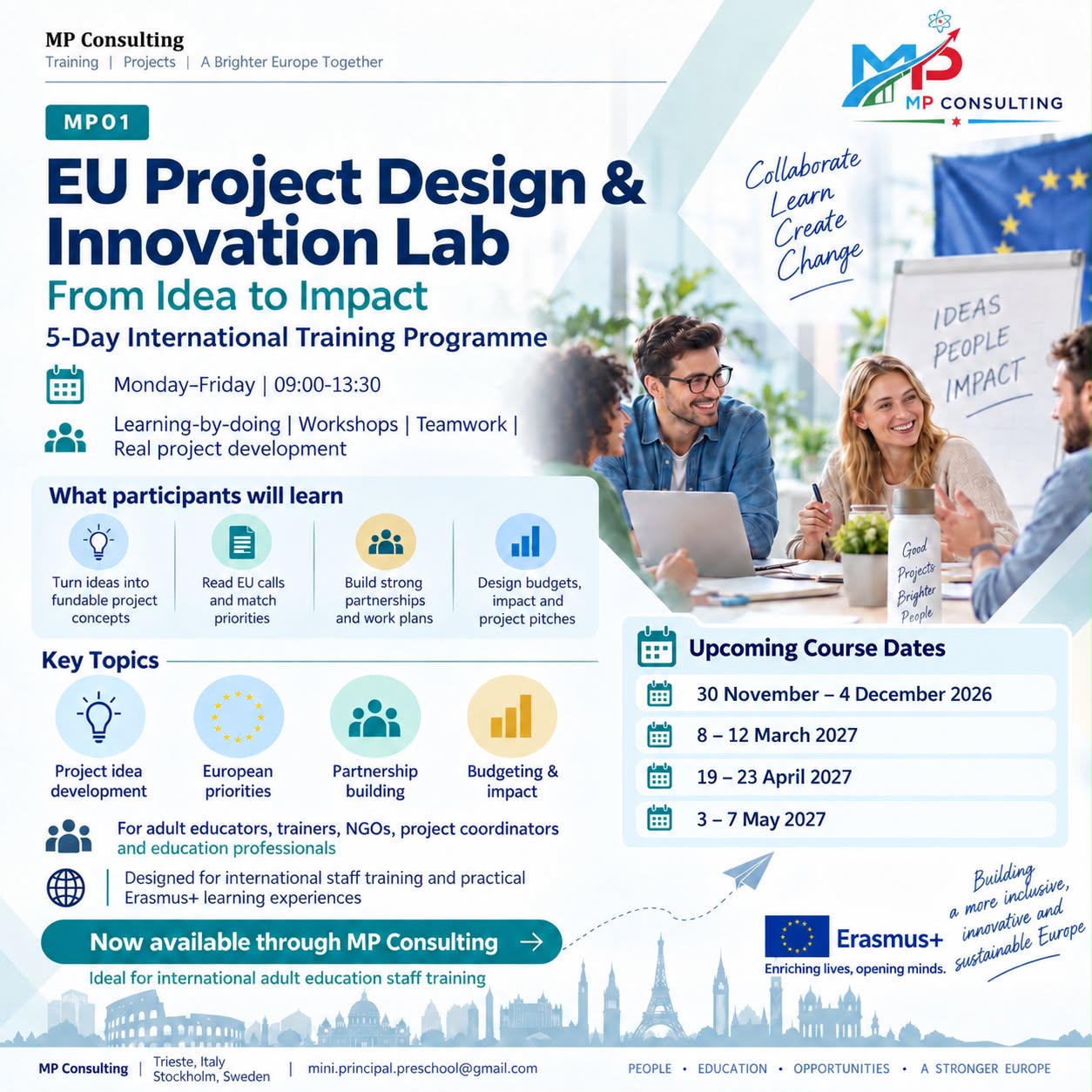 MP01 EU Project Design & Innovation Lab promotional poster